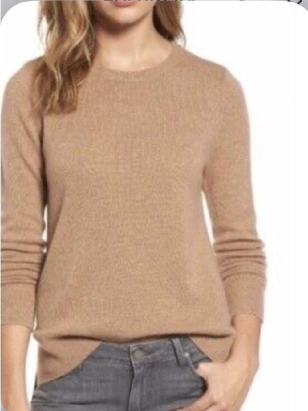 Nordstrom Halogen L Cashmere Pullover Camel Tan Sweater Cozy Soft Classic Luxury